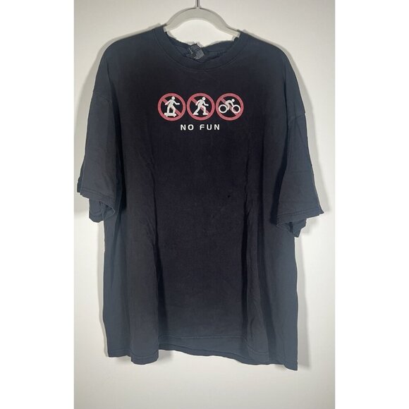 Vtg Y2K No Boundaries black graphic "No Fun" tshirt trashed XL skater streetwear - Picture 1 of 11